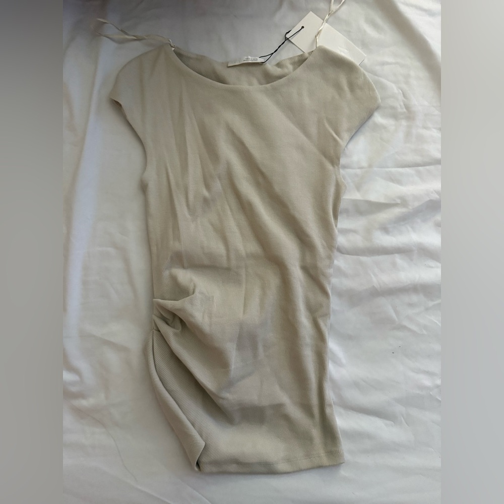 Zara Cream Ribbed Top